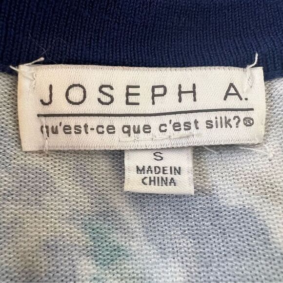 Joseph A Silk Cardigan Sweater Womens Small Blue Green Abstract Artsy 3/4 Sleeve - Picture 3 of 5